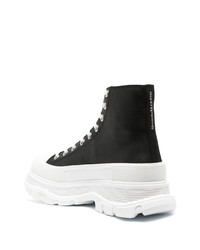 schwarze und weiße hohe Sneakers aus Leder von Alexander McQueen