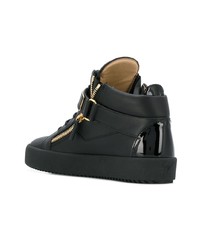 schwarze und weiße hohe Sneakers aus Leder von Giuseppe Zanotti Design