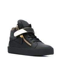 schwarze und weiße hohe Sneakers aus Leder von Giuseppe Zanotti Design