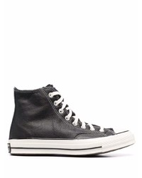 schwarze und weiße hohe Sneakers aus Leder von Converse