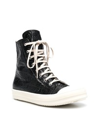 schwarze und weiße hohe Sneakers aus Leder von Rick Owens