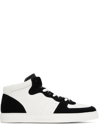 schwarze und weiße hohe Sneakers aus Leder von Emporio Armani