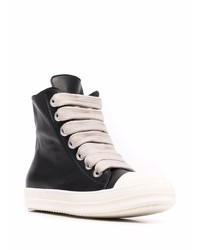 schwarze und weiße hohe Sneakers aus Leder von Rick Owens