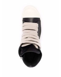 schwarze und weiße hohe Sneakers aus Leder von Rick Owens