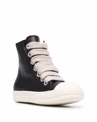 schwarze und weiße hohe Sneakers aus Leder von Rick Owens