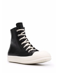 schwarze und weiße hohe Sneakers aus Leder von Rick Owens