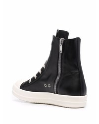 schwarze und weiße hohe Sneakers aus Leder von Rick Owens