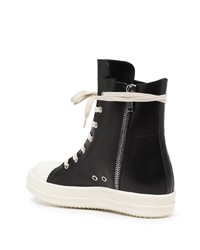 schwarze und weiße hohe Sneakers aus Leder von Rick Owens