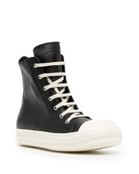 schwarze und weiße hohe Sneakers aus Leder von Rick Owens