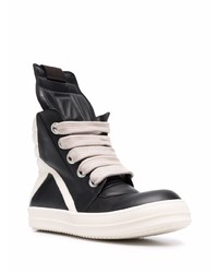 schwarze und weiße hohe Sneakers aus Leder von Rick Owens