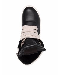 schwarze und weiße hohe Sneakers aus Leder von Rick Owens