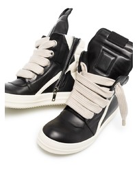 schwarze und weiße hohe Sneakers aus Leder von Rick Owens