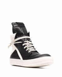 schwarze und weiße hohe Sneakers aus Leder von Rick Owens DRKSHDW