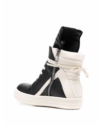 schwarze und weiße hohe Sneakers aus Leder von Rick Owens DRKSHDW