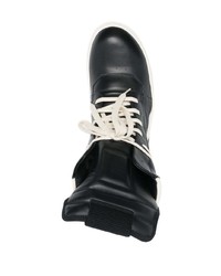 schwarze und weiße hohe Sneakers aus Leder von Rick Owens DRKSHDW