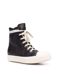 schwarze und weiße hohe Sneakers aus Leder von Rick Owens DRKSHDW