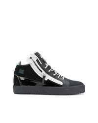 schwarze und weiße hohe Sneakers aus Leder von Giuseppe Zanotti Design