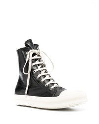 schwarze und weiße hohe Sneakers aus Leder von Rick Owens DRKSHDW