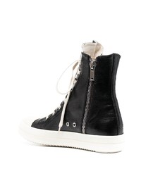 schwarze und weiße hohe Sneakers aus Leder von Rick Owens DRKSHDW