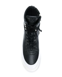 schwarze und weiße hohe Sneakers aus Leder von Newams