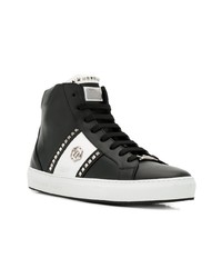 schwarze und weiße hohe Sneakers aus Leder von Philipp Plein