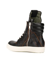 schwarze und weiße hohe Sneakers aus Leder von Rick Owens