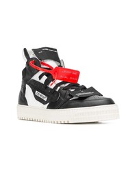 schwarze und weiße hohe Sneakers aus Leder von Off-White