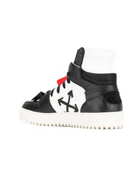 schwarze und weiße hohe Sneakers aus Leder von Off-White