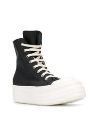 schwarze und weiße hohe Sneakers aus Leder von Rick Owens DRKSHDW