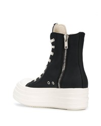 schwarze und weiße hohe Sneakers aus Leder von Rick Owens DRKSHDW