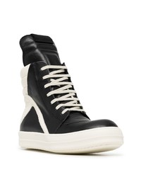 schwarze und weiße hohe Sneakers aus Leder von Rick Owens