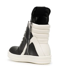 schwarze und weiße hohe Sneakers aus Leder von Rick Owens