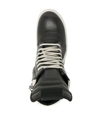 schwarze und weiße hohe Sneakers aus Leder von Rick Owens