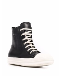 schwarze und weiße hohe Sneakers aus Leder von Rick Owens