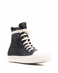 schwarze und weiße hohe Sneakers aus Leder von Rick Owens