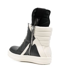 schwarze und weiße hohe Sneakers aus Leder von Rick Owens