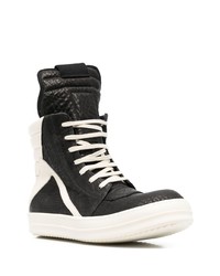 schwarze und weiße hohe Sneakers aus Leder von Rick Owens