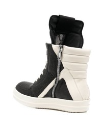 schwarze und weiße hohe Sneakers aus Leder von Rick Owens