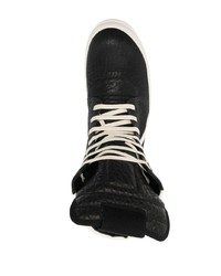 schwarze und weiße hohe Sneakers aus Leder von Rick Owens