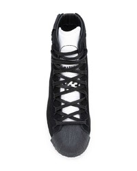 schwarze und weiße hohe Sneakers aus Leder von Y-3