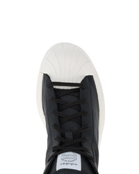 schwarze und weiße hohe Sneakers aus Leder von Adidas By Rick Owens