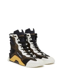 schwarze und weiße hohe Sneakers aus Leder von Dolce & Gabbana