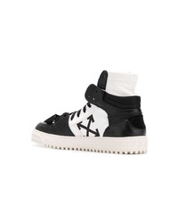 schwarze und weiße hohe Sneakers aus Leder von Off-White