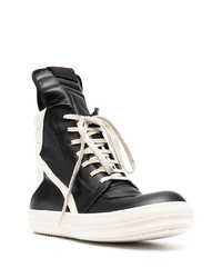 schwarze und weiße hohe Sneakers aus Leder von Rick Owens