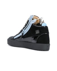 schwarze und weiße hohe Sneakers aus Leder von Giuseppe Zanotti Design