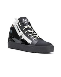 schwarze und weiße hohe Sneakers aus Leder von Giuseppe Zanotti Design