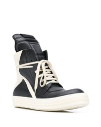 schwarze und weiße hohe Sneakers aus Leder von Rick Owens