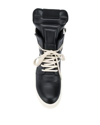 schwarze und weiße hohe Sneakers aus Leder von Rick Owens