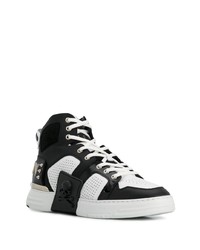 schwarze und weiße hohe Sneakers aus Leder von Philipp Plein