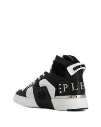 schwarze und weiße hohe Sneakers aus Leder von Philipp Plein